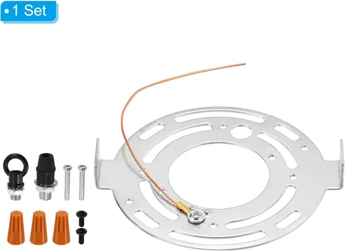 Miniatura 3 de PATIKIL Kit de placa de luz de techo redonda de 4.528 in, 1 juego de placa de soporte de montaje de lámpara de acero para lámpara colgante