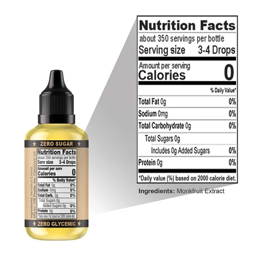 Miniatura 2 de Monk Drops - Edulcorante líquido 100% de fruto del monje, no glucémico, cero calorías, cero azúcar, sin agua añadida, concentrado de fruto del monje