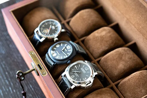 Miniatura 3 de Estuche de almacenamiento de relojes de Caddy Bay, estilo retro, de madera y cristal, ventana transparente, puede guardar más de 10 relojes