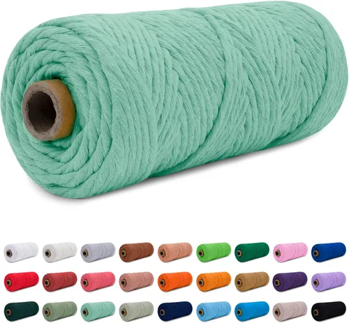 Miniatura 16 de CAMAL Cordón de macramé de 0.157 in x 109 yardas (328.1 ft), cuerda de algodón de color para tejer, manualidades, colgar en la pared, proyectos