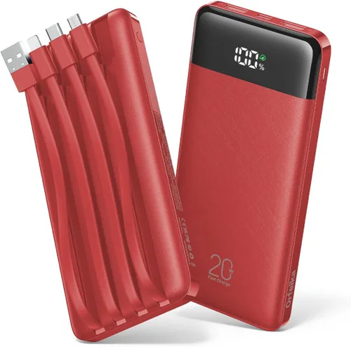 Miniatura 11 de Orfeika Cargador Portátil de 20000mAh con Carga Rápida, Cargador con 4 Cables Integrados y 6 Salidas, Paquete de Batería USB C de 20W PD Compatible
