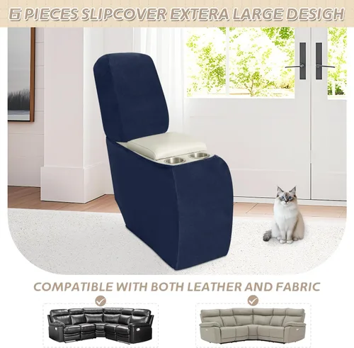 Miniatura 337 de Arfntevss Fundas de sofá seccional reclinable de terciopelo, Funda de sofá seccional de esquina para sofá reclinable, Funda elástica suave