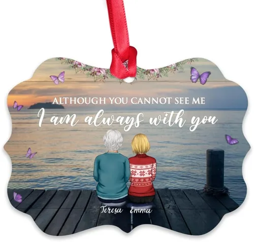 Miniatura 7 de Gossby Adorno conmemorativo de Navidad personalizado – Pérdida de padre estoy siempre contigo (padre, hija) personalizado para decoración de árbol