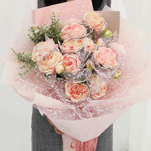Miniatura 6 de Papel de Regalo de Flores de 19.7 pulgadas x 4 yardas, Malla de Hilo de Red con Puntos de Nieve para Empaque de Ramos de Florista para Fiestas DIY