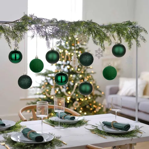 Miniatura 4 de Adornos de bolas de Navidad, decoraciones de Navidad para árbol de Navidad, adornos de bola de terciopelo verde irrompibles de Navidad para fiesta