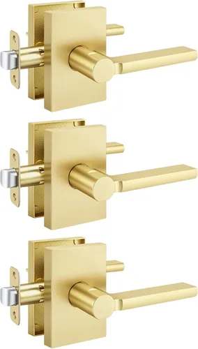 Miniatura 28 de Goldenwarm Manijas de puerta ficticias doradas, aleación de zinc resistente, palanca de puerta interior sin giro para pasillo y armario, perilla