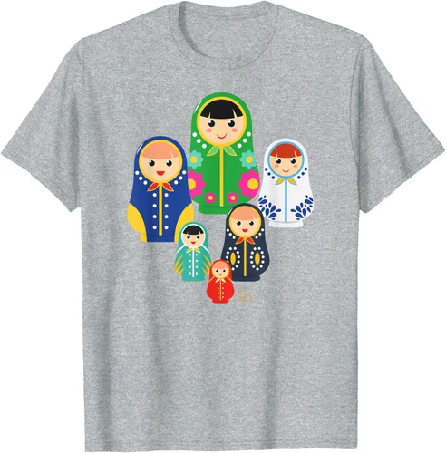 Miniatura 42 de Matryoshka Russian Nesting Dolls, Rusia - Camiseta de regalo, Azul / Patchwork, S