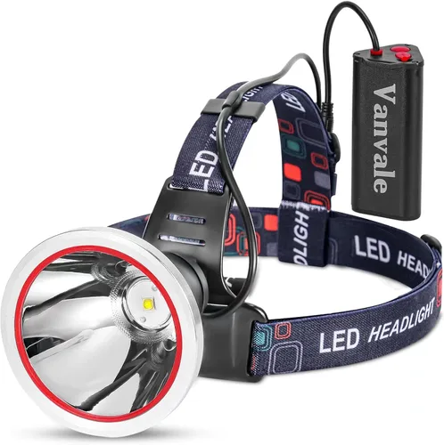 Miniatura 7 de Linterna frontal LED recargable de alta potencia, IPX4 impermeable con cargador, lámpara de caza de larga duración para correr, pesca, campamento