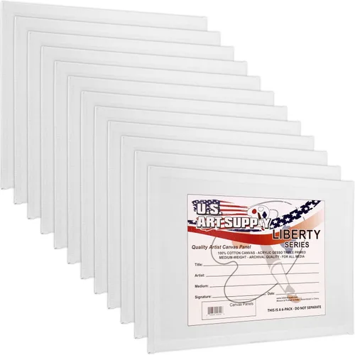 Miniatura 8 de U.S. Art Supply Paneles de lienzo artístico de 16 x 20 pulgadas, paquete de 4 lienzos de algodón pesado de 8 onzas sin ácidos para pintar acrílicos