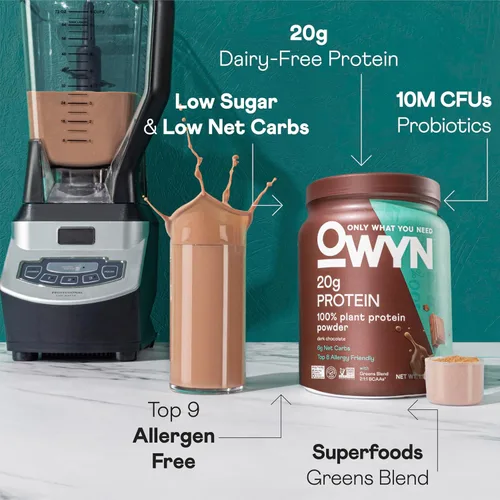 Miniatura 5 de OWYN Only What You Need Proteína en polvo a base de plantas, chocolate negro, 1.17 libras