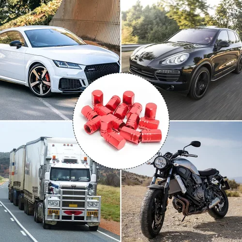 Miniatura 6 de 16 PIEZAS Tapas de Vástago de Válvula de Neumático de Auto, Tapas/Cubiertas de Válvula de Neumático de Rueda de Auto Impermeables y Herméticas Rojo