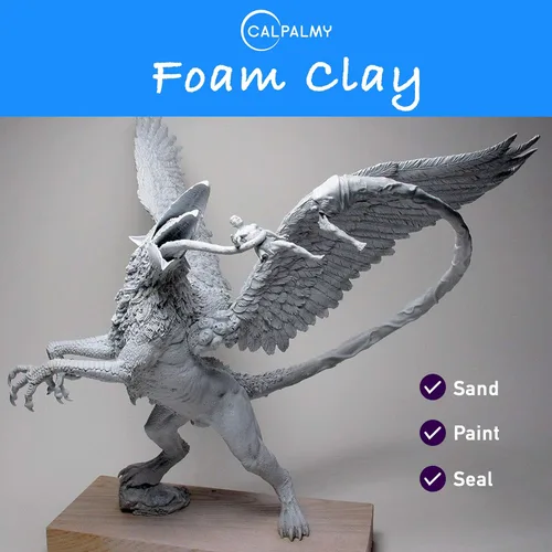 Miniatura 3 de CALPALMY Espuma de arcilla moldeable (Gris) - 300g Arcilla Air Dry de alta densidad perfecta para diseños intrincados, escultura, cosplay