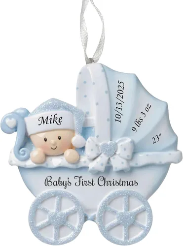 Miniatura 8 de Adorno de la primera Navidad del bebé 2025 – Recuerdo personalizado de las fiestas – Adorno personalizado de mi primera Navidad para bebé y nieto