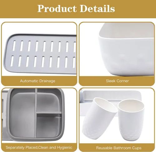 Miniatura 4 de Ayswupt - Soportes para cepillo de dientes para baños, juego de soporte para cepillo de dientes eléctrico para niños con 2 tazas, organizador