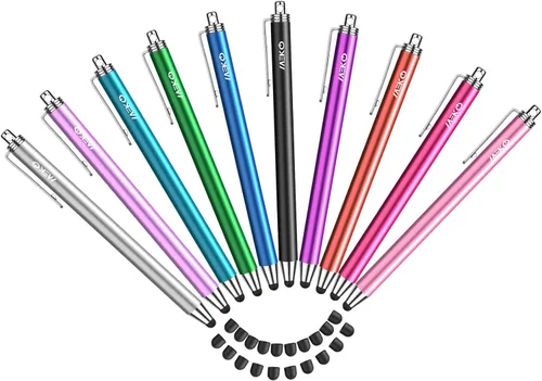 Miniatura 9 de MEKO - Bolígrafos para pantallas táctiles, paquete de 10 lápices capacitivos de punta de goma fina reemplazables con 20 puntas de repuesto