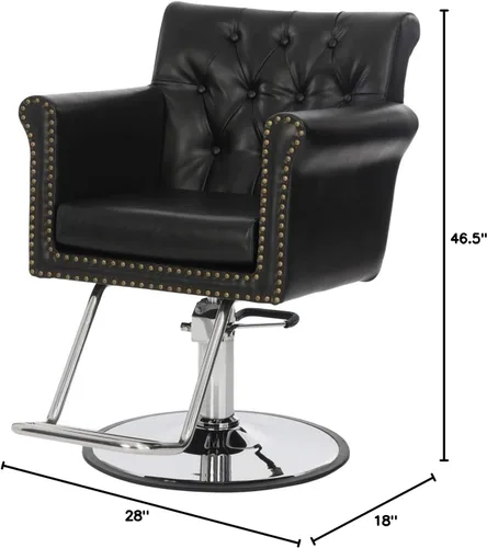 Miniatura 2 de Buy-Rite Chelsea - Silla de salón copetuda negra con ribete de clavos, cojín extraíble de 3.5 pulgadas, bomba hidráulica y brazos acolchados