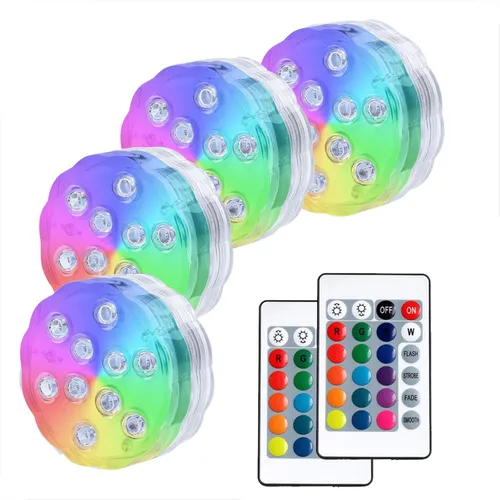 Miniatura 8 de AquaMiracle Luces LED sumergibles con mando a distancia, impermeables, operadas por batería, luces multicolor que cambian de color para jacuzzi