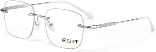 Miniatura 9 de LUFF Anteojos de lectura sin montura para mujer, bloqueo de luz azul, lectores de computadora de metal a la moda, anteojos sin marco antifatiga