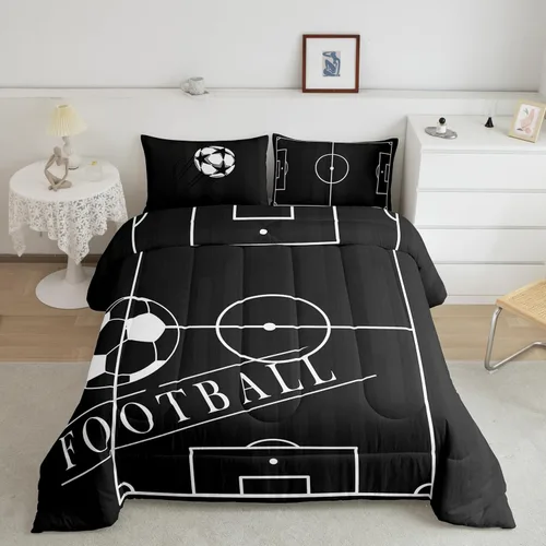 Miniatura 11 de Erosebridal Juego de ropa de cama de baloncesto tamaño individual para niños, juego de edredón deportivo para cancha de baloncesto, edredón marrón