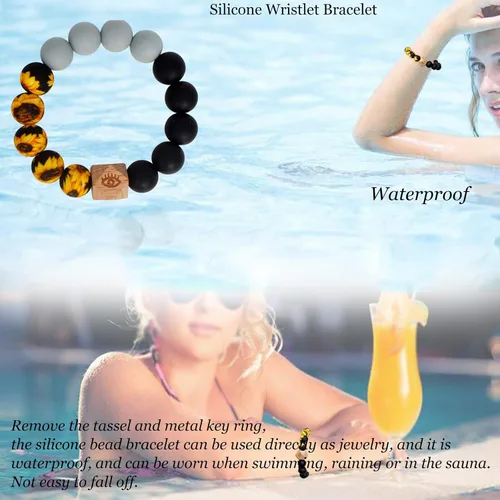 Miniatura 5 de BIHRTC - Pulserallavero para enganchar las llaves del auto, brazalete con cuentas de silicona para mujer