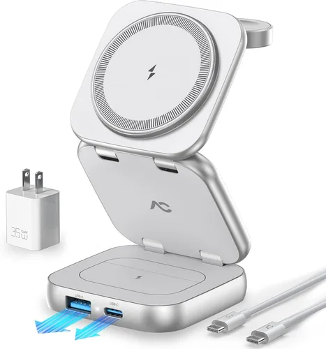 Miniatura 13 de 5-in-1 Wireless Charger for MagSafe, AC ISLAND Portable Travel Charging Station, 35W Max Qi2 Fast Foldable Magnetic Stand, Evolved for iPhone 17-12