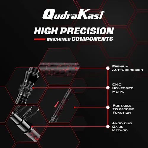 Miniatura 2 de Combos de caña de pescar y carrete, diseño único con pintura X-Warping, caña de pescar telescópica de fibra de carbono con carrete combinado con Rojo