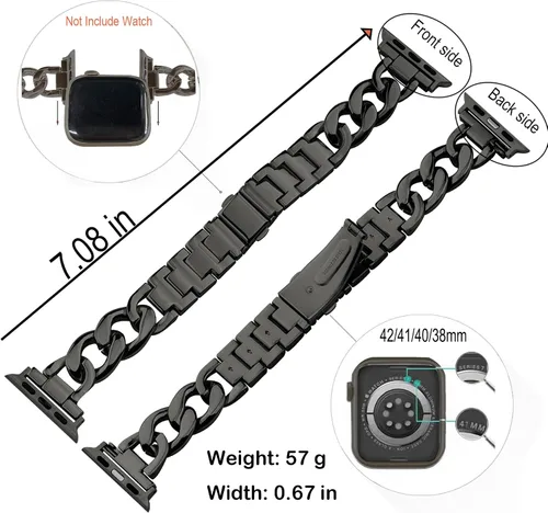 Miniatura 8 de Correas de cadena cool de 38/40/41/42/44/45/46mm para mujeres compatibles con las correas de Apple Watch Series 11/ SE3/10/9/8/7/6/5/4, pulsera