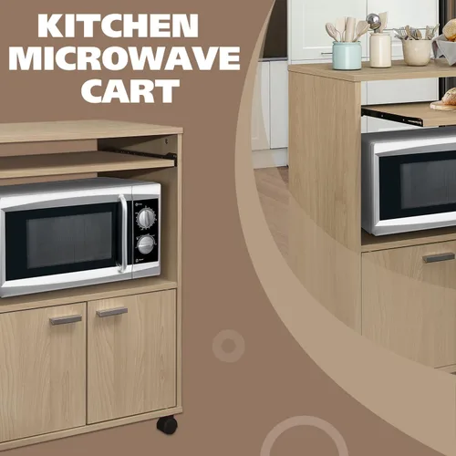 Miniatura 2 de Kings Brand Furniture Byron - Armario de microondas con almacenamiento y estante superior extraíble, carrito de almacenamiento de cocina de 2