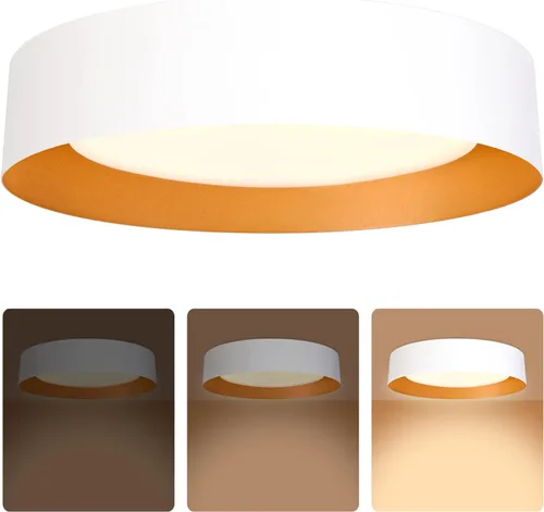 Miniatura 9 de Bargeni Lámpara de techo empotrada, lámpara de techo LED de 12.5 pulgadas, 5CCT regulable/2700K-6000K/20W, negro mate con acento de madera, montaje