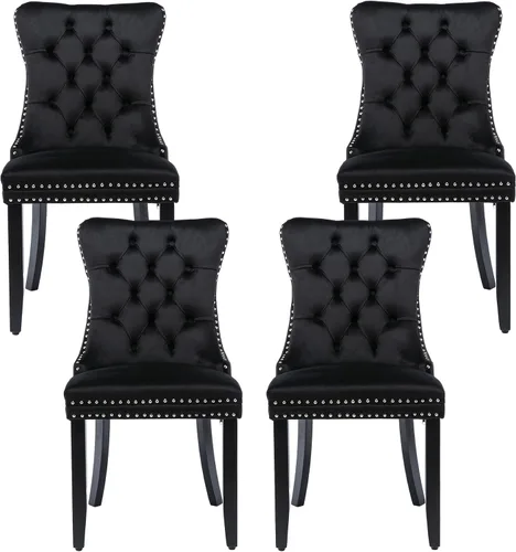 Miniatura 18 de Silla de comedor copetuda moderna de terciopelo para comedor, sillas de comedor tapizadas con remache de clavo, anillo trasero para cocina, comedor