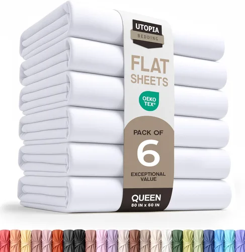 Miniatura 42 de Utopia Bedding Sábanas Planas - Paquete de 6 - Tela de Microfibra Cepillada Suave - Sábana Superior Resistente al Encogimiento y Decoloración - Gris