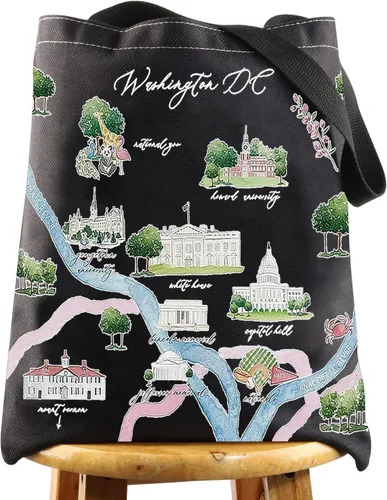 Miniatura 10 de WZMPA Bolsa de cosméticos con mapa de la ciudad de Washington DC, regalo de recuerdo de viaje, bolsa de maquillaje con cremallera para familiares