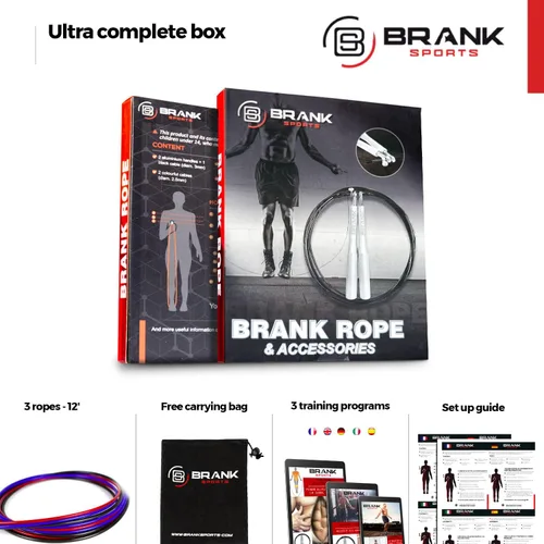 Miniatura 4 de BRANK SPORTS® Juego de cuerda de velocidad con 3 cables de repuesto de acero Ideal para Crossfit, fitness, boxeo y doble debajo fácil Cuerdas