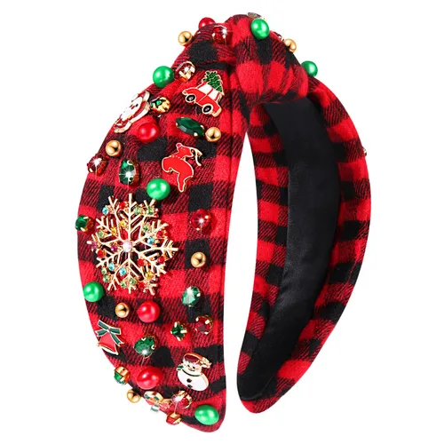 Miniatura 25 de mokkia Diadema de Navidad para Mujeres Accesorios de Navidad Lazo de Navidad Reno Copo de Nieve Diadema Rojo Verde Joyería con Perlas y Pedrería