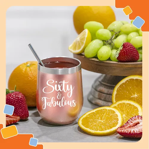 Miniatura 6 de NewEleven Vaso de vino de 60 cumpleaños – Regalo de cumpleaños 1965 para mujer Capacidad de 12 onzas Regalo de feliz celebración 60 Para mamá