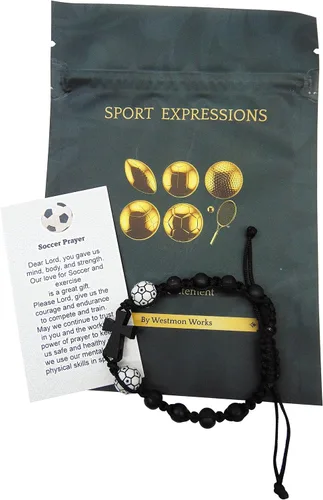 Miniatura 4 de Westmon Works Juego de pulseras de fútbol con dije de bola y tarjeta de oración Deluxe Sports Expressions Series Set, Madera, No es una piedra