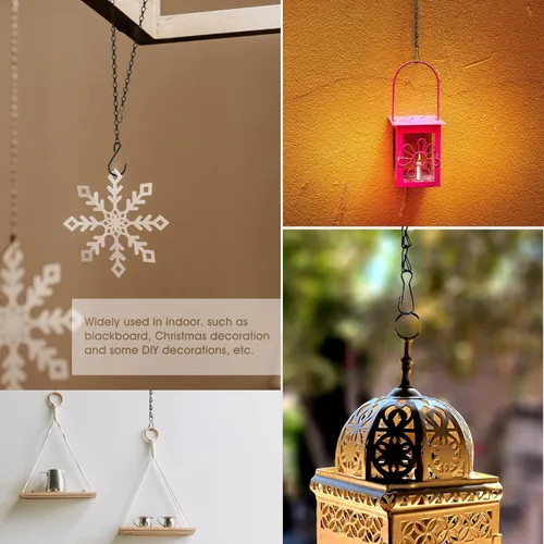 Miniatura 6 de Cadena de cesta colgante, cadenas negras de 3 puntos de 20 pulgadas con ganchos para cestas colgantes, macetas, perfectas para decoración de Negro-3
