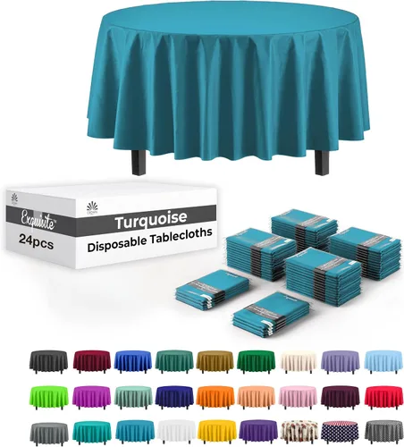 Miniatura 17 de Party Solids Mantel rectangular de plástico color azul aguamarina, 54 x 108 pulgadas, paquete de 24