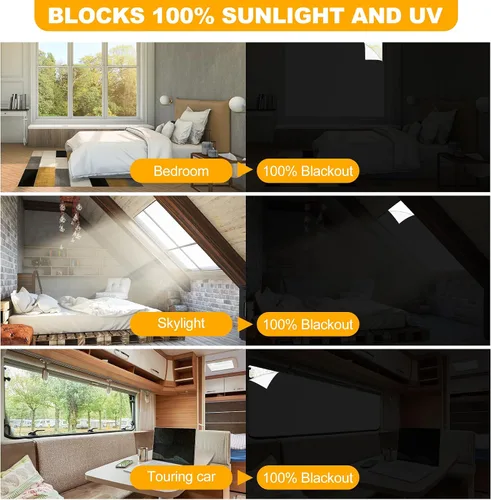 Miniatura 4 de Persianas opacas para ventana de dormitorio, 157 x 57 pulgadas, 100% opacas, película de papel, cortinas opacas portátiles de viaje, cortinas opacas