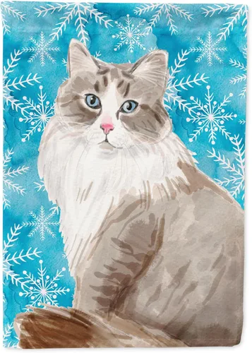 Caroline's Treasures CK3115GF - Bandera de jardín con copos de nieve de invierno siberiano, bandera azul decorativa para patio, patio, obras de arte