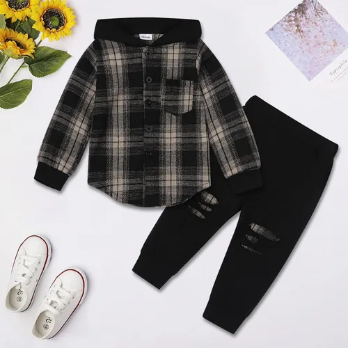 Miniatura 3 de Conjunto de ropa para bebés y niños pequeños, camisa con capucha y pantalones deportivos para otoño e invierno