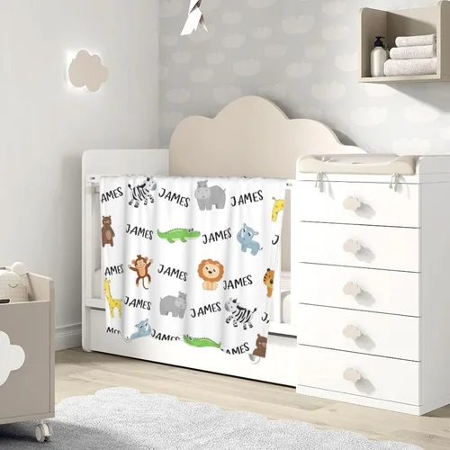 Miniatura 2 de Mantas de bebé personalizadas con nombre para niños, manta personalizada con nombre para bebés, recién nacidos y niños