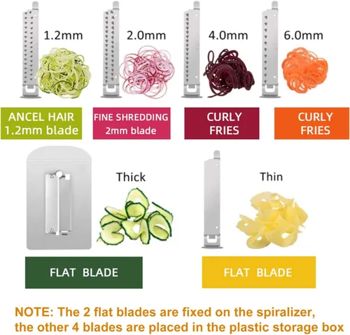 Miniatura 2 de Cortador en espiral de 6 cuchillas para verduras, cortador en espiral, pasta y espaguetis de verduras para dietas bajas en carbohidratos, paleo/sin