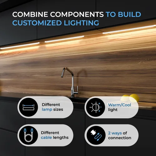 Miniatura 5 de EShine Kit de iluminación LED activada por ondas manuales para debajo del gabinete, regulable, paquete de 3 unidades de 12 pulgadas, control