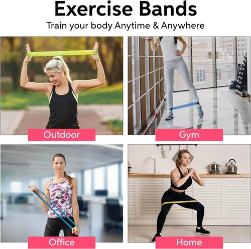 Miniatura 5 de New Horrizon Bandas de resistencia para ejercicio, juego de 5 con bolsa de transporte, bandas de entrenamiento de fuerza y terapia física