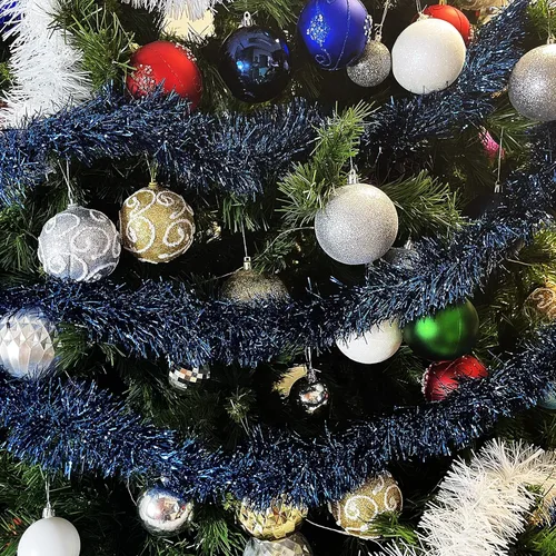 Miniatura 4 de Allgala Guirnalda de oropel negro, guirnalda de oropel metálica de 50 pies para árbol de Navidad, decoración para árbol festivo, barandilla