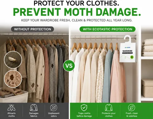 Miniatura 5 de Trampas para polillas de ropa, 6 unidades, plegables, control de complicaciones ecológico, tecnología de feromonas, bolas de naftalina de armario