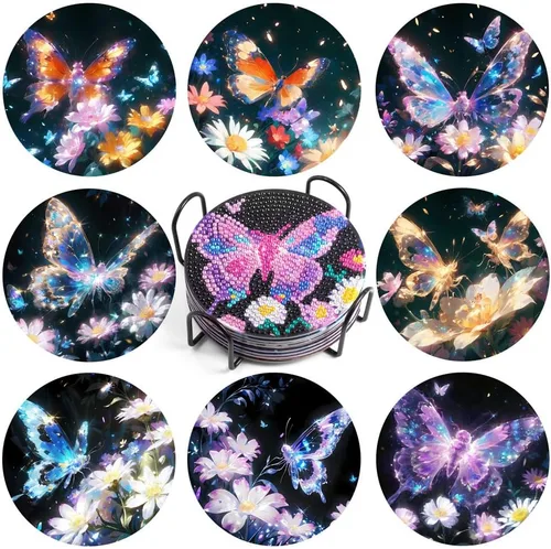 Miniatura 17 de Praise V Do Juego de 6 posavasos de pintura de diamante con soporte de base de corcho, posavasos de Navidad para principiantes, adultos