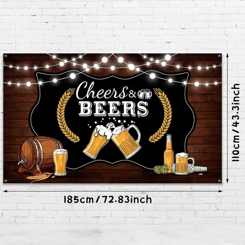Miniatura 2 de Decoraciones de fiesta de animaciones y cervezas, tablero de madera rústico retro para cumpleaños de 30, 40, 50, fiesta temática de cumpleaños