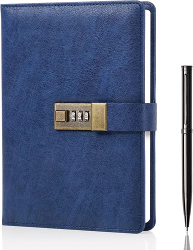 Miniatura 16 de WEMATE Diario con Cerradura, Diario A5 de Cuero PU con Cerradura 240 Páginas, Diario de Cerraduras Vintage, Cuaderno de Contraseña con Bolígrafo